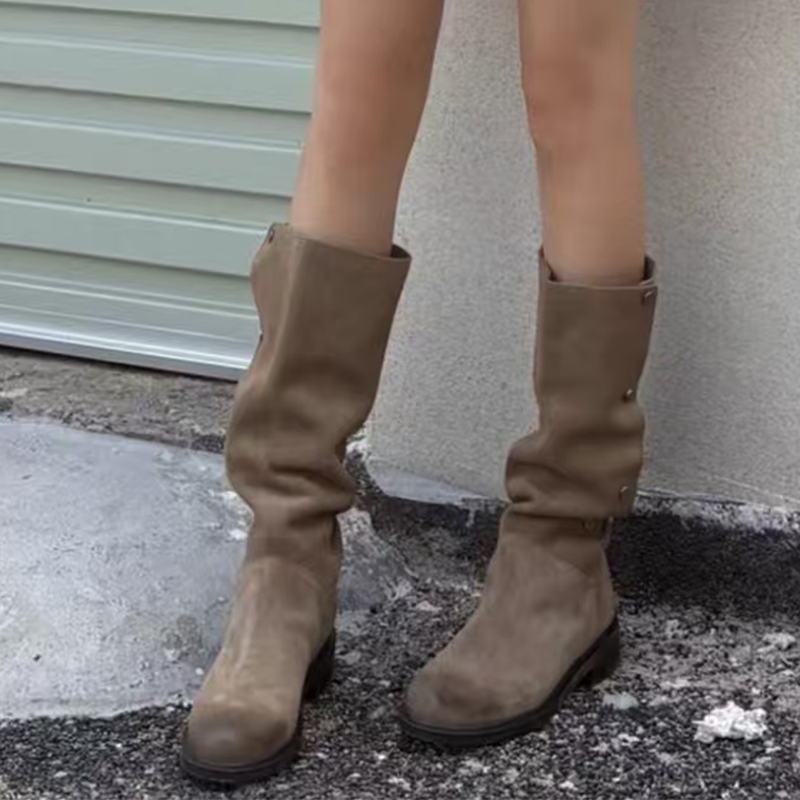 Women'S Fashion Boots 2025 - ファッションヒール付きレディースハイブーツカジュアルスエードスノーブーツ冬デザイナー女性ロングブーツ2025新作ブランドバイクブーツスニーカー