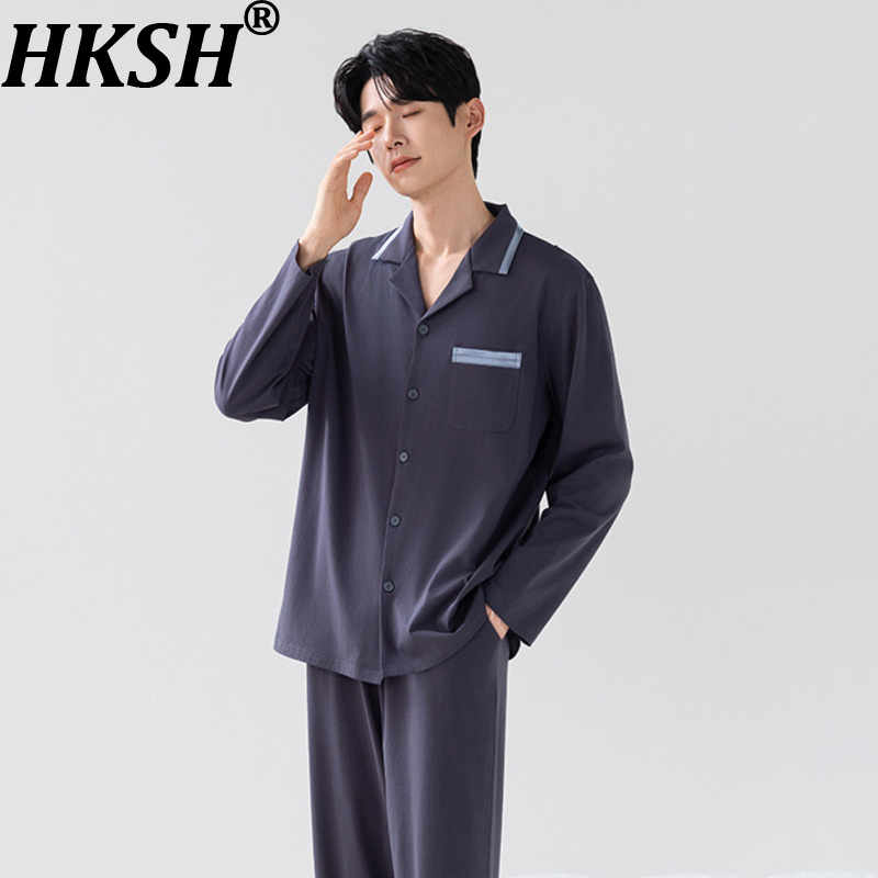 Women Fashion Style - HKSH 秋冬 メンズ タイド 長袖パンツ 竹綿繊維シャツセット