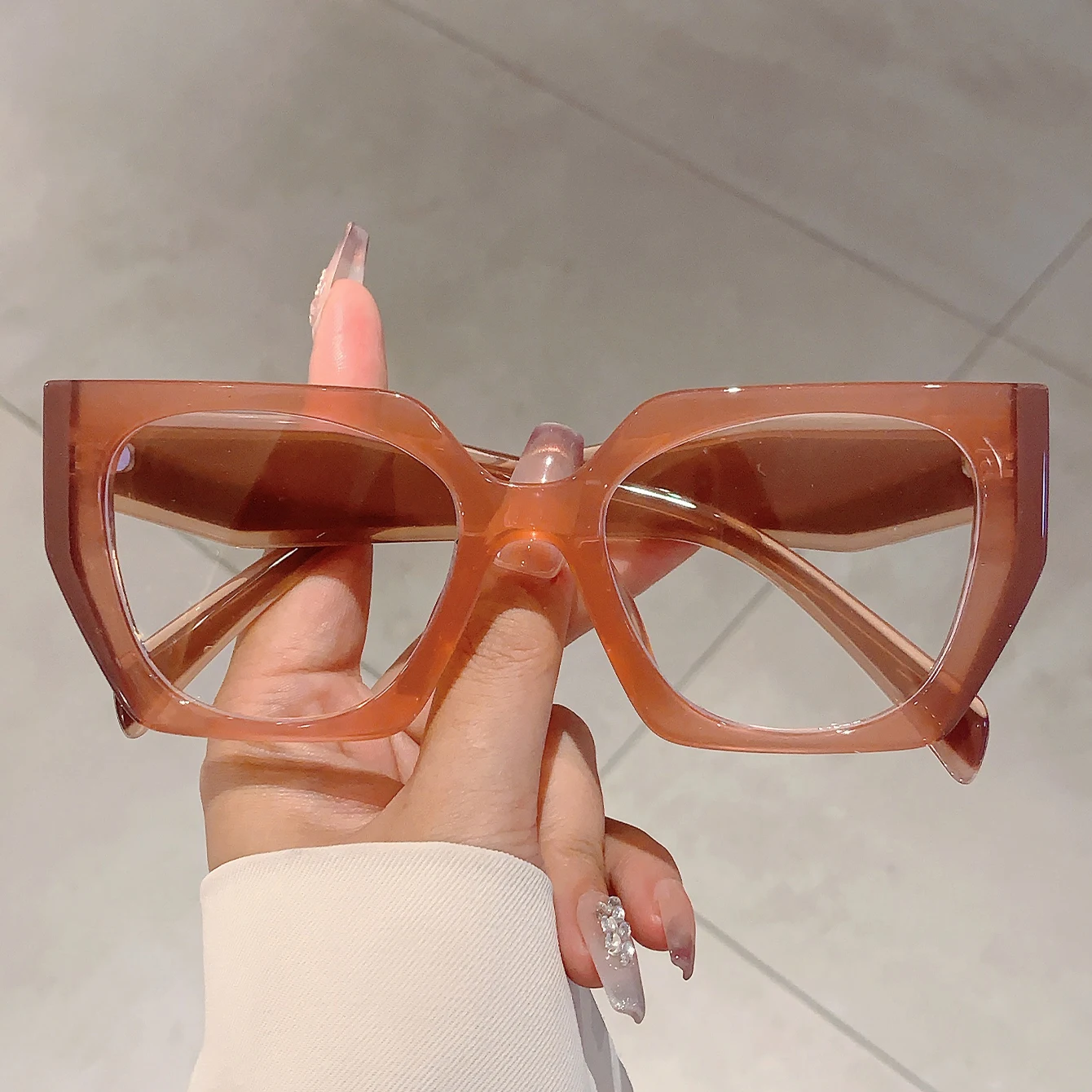 Women'S Fashion Glasses Non Prescription - GM LUMIAS 特大女性メガネファッションヴィンテージ不規則なリム眼鏡トレンディなブルーライトブロック非処方眼鏡