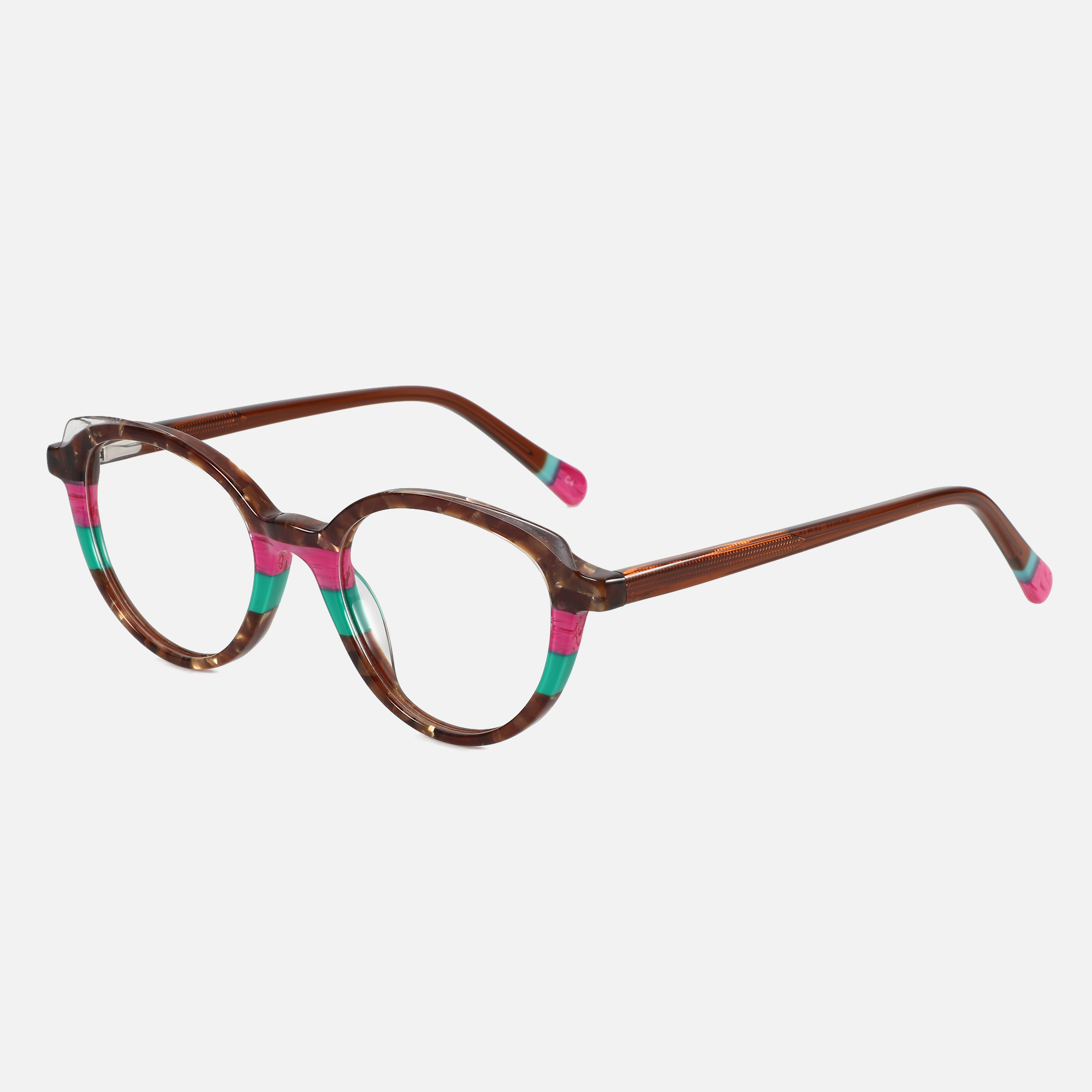 Women'S Fashion Glasses Non Prescription - Zenottic-acetate女性用光学メガネ,楕円形フレーム,ファッションプリント,非処方メガネ,デザインa01075