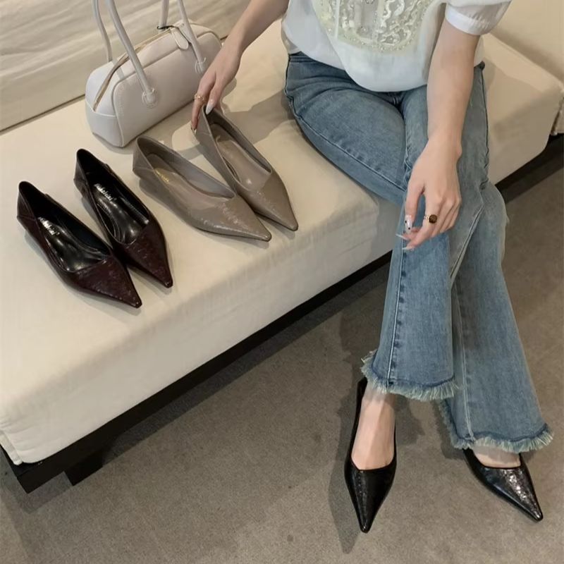 Women'S Fashion Sandals - 女性の夏のポインテッドトゥベーシックシューズサンダルファッションシューズレディースエレガントなローヒールワークシューズストリッパーパーティーサンダル