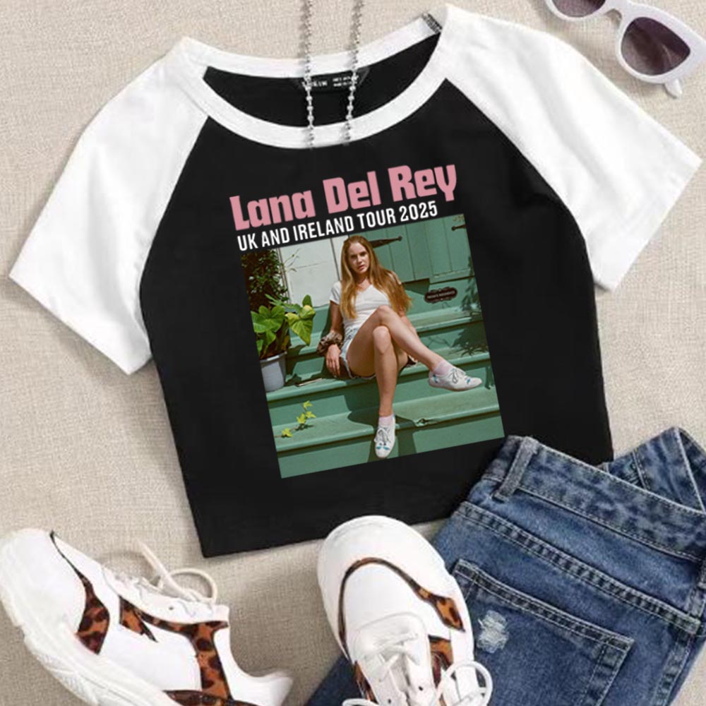 Women'S Fashion Uk 2025 - ラナ・デル・レイ英国とアイルランドスタジアムツアー 2025 クロップトップス Tシャツガールズファッション女性 O ネック半袖ファンギフト