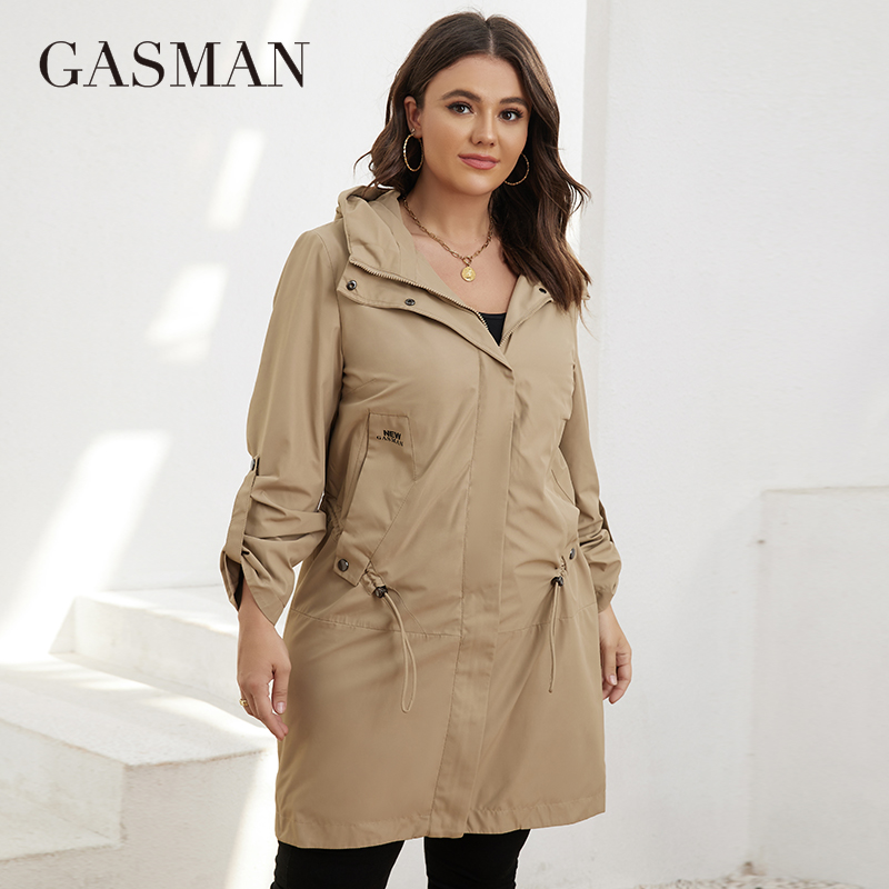Women'S Fashion Parka - レディースジッパージャケット,ラージサイズ,ミドル丈,フード付きベルト,無地,防風,GM-8299