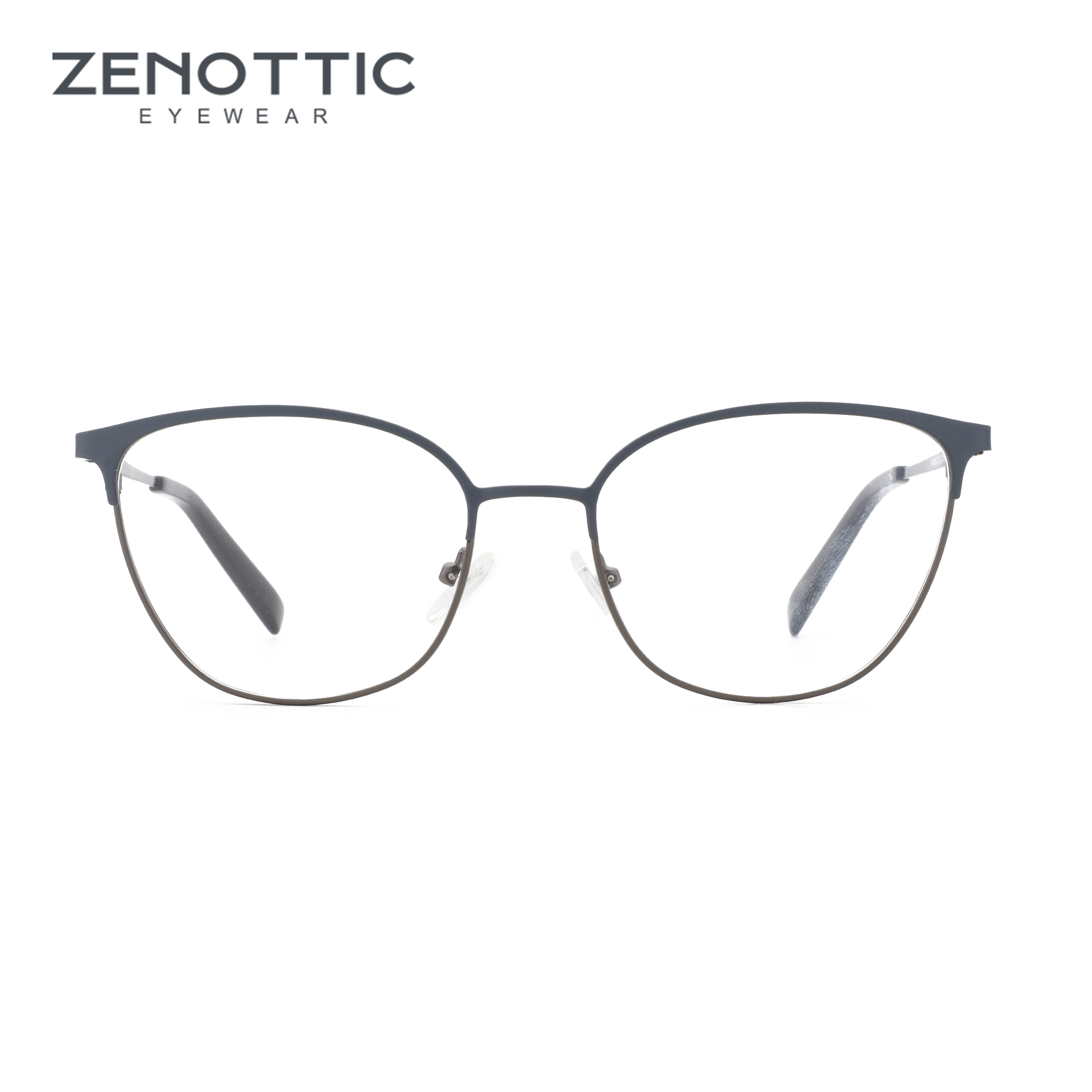 Women'S Fashion Glasses Non Prescription - ZENOTTIC ファッションスクエア光学メガネフレームトレンドメタルアイウェアレディースキャットアイ非処方眼鏡 F3008
