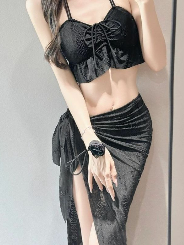 Women Fashion Style - レディース花柄ツーピース水着ファッションカットアウトパッド入りブラトップ三角ボトムスバケーションリゾートウェア