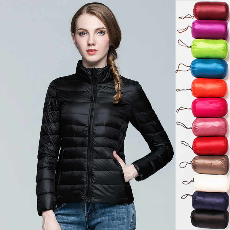 Women'S Fashion Parka - レディースショート丈ダウンジャケット 2025年新作 スタンドカラー 軽量 防水 パッカブル