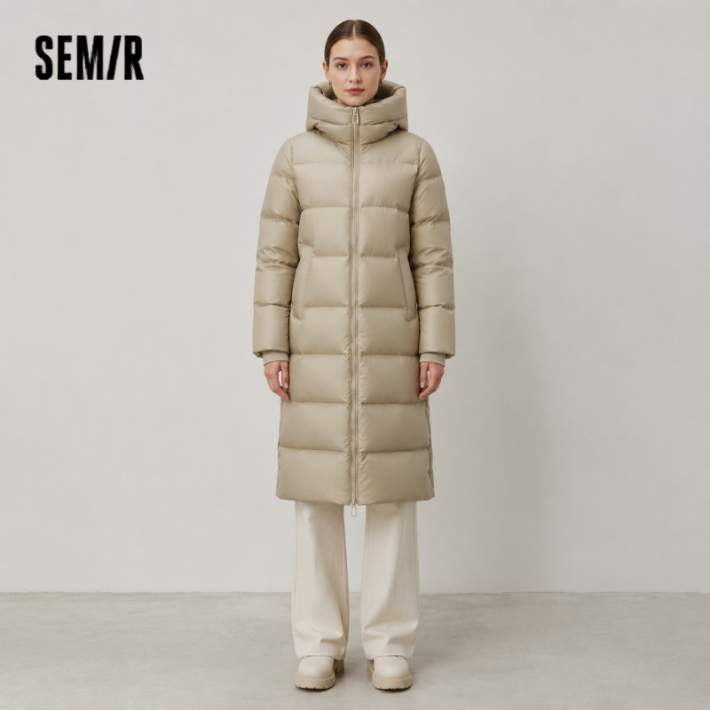 Women'S Fashion Parka - セミールダウンジャケット女性ロング丈フード付きルーズ 2026 新しい冬グースダウン防水耐油汚れ防止女性冬パーカー