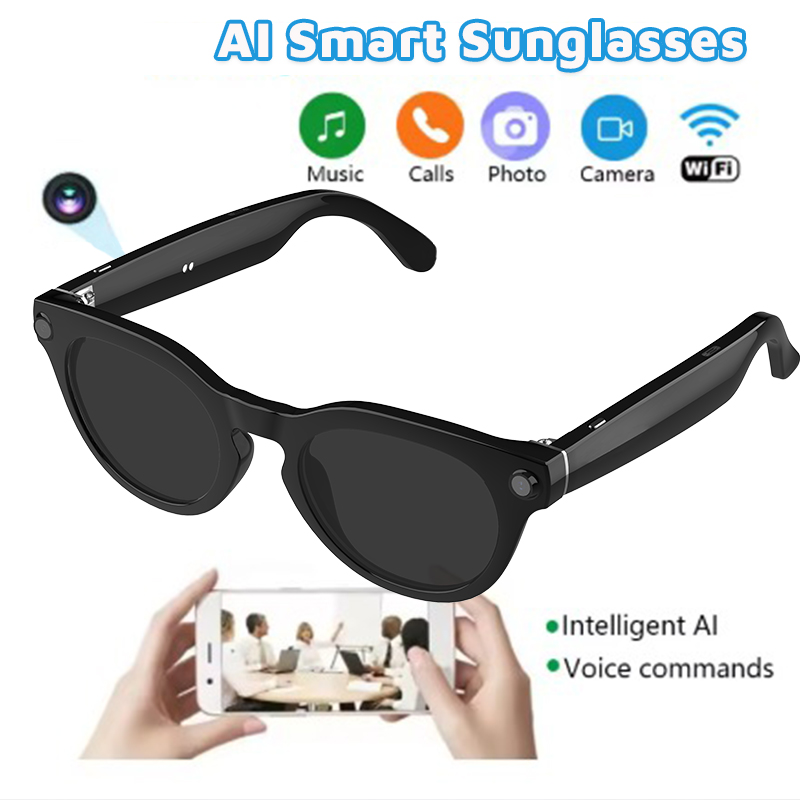Women Fashion Video - Bluetooth AI スマートカメラビデオフォトサングラス男性女性翻訳サングラスヘッドフォン光保護屋外眼鏡