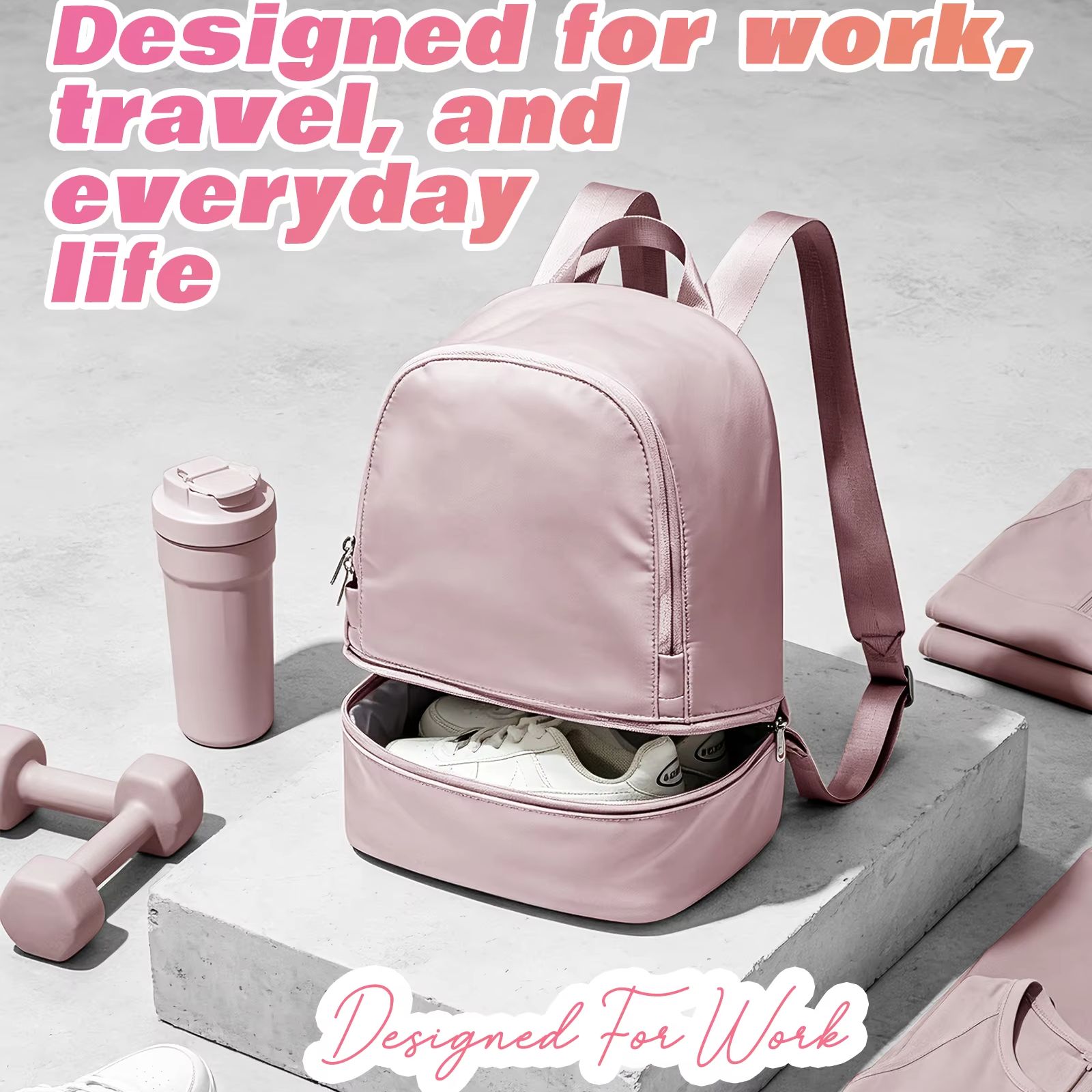 Women'S Fashion Backpack - 女性用バッグ、靴用コンパートメント付き小型スポーツバックパック、旅行用バックパック、女性用防水ジムバックパック、トラベルパース
