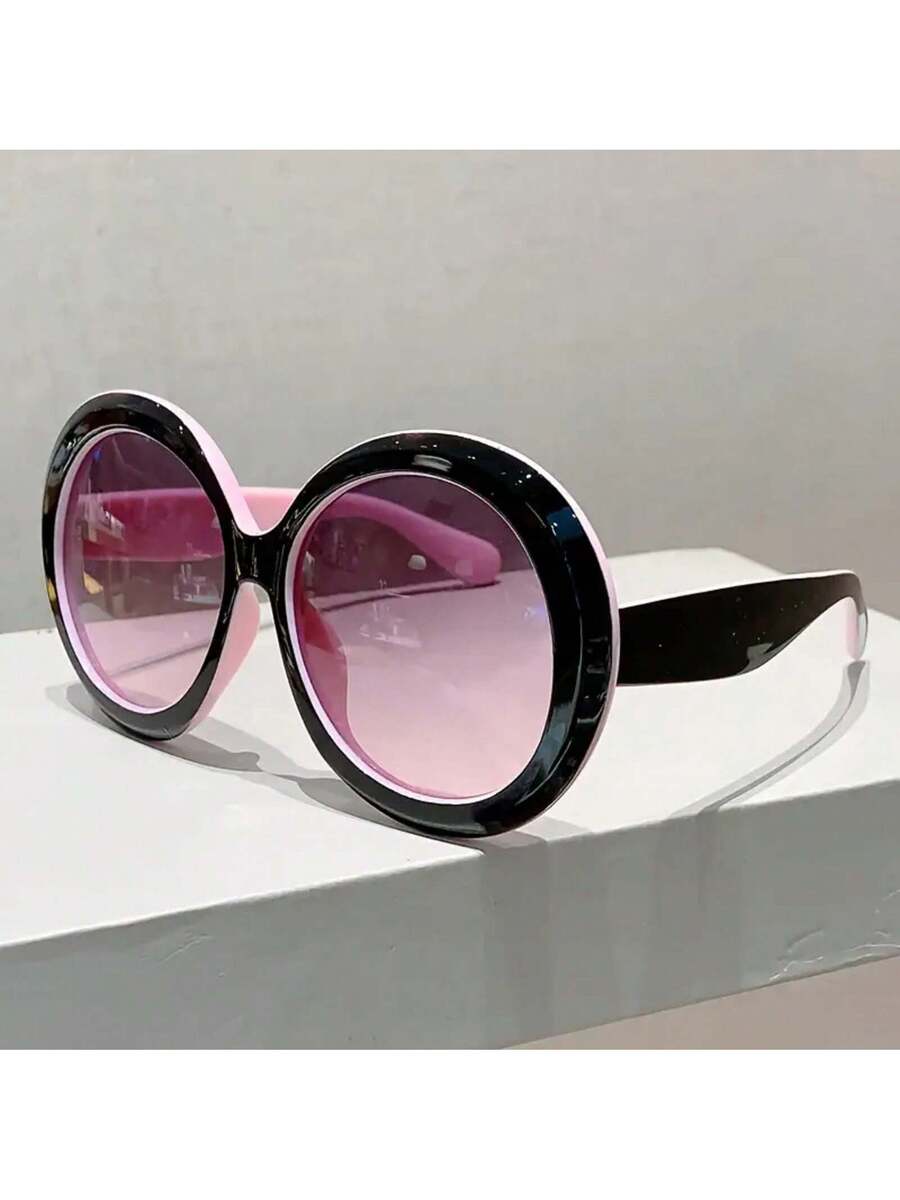 Women'S Fashion Glasses Non Prescription - 女性用ラージラウンドフレームメガネ - ブラックフレーム、度なし装飾メガネ、レトロモダン、日常や特別な機会に最適