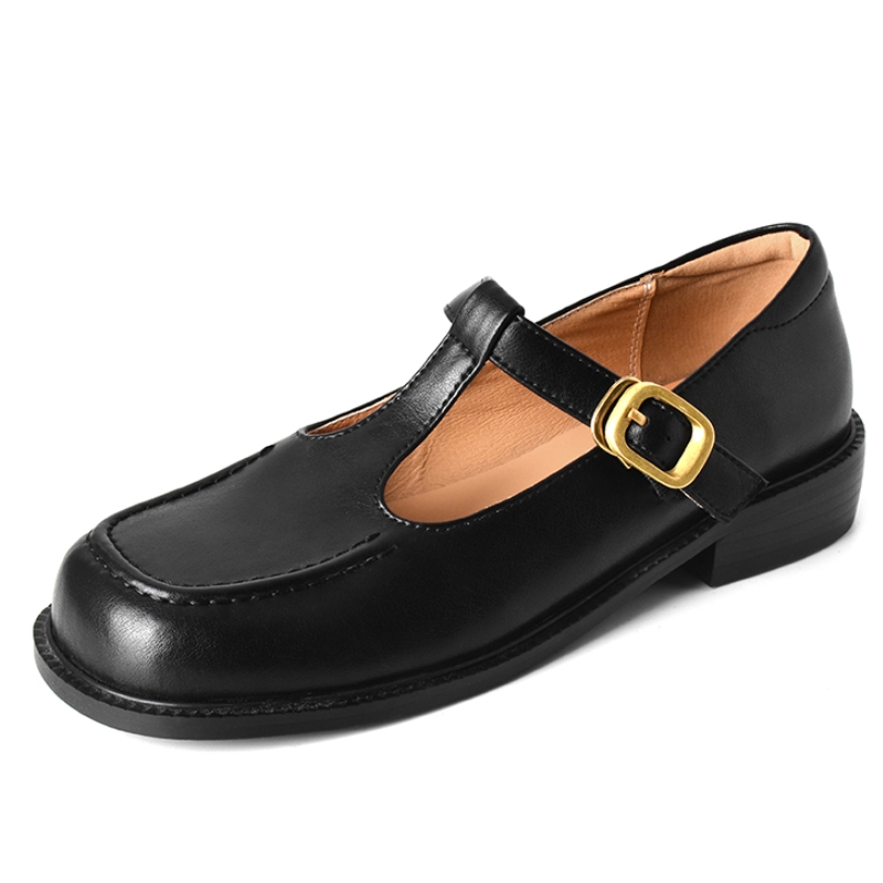 Women'S Fashion Walking Shoes - カジュアル女性のフラットシューズ本革ファッション快適な T ストラップブラックブラウンウォーキングパーティーローファーシューズユニセックス 2026 新しい
