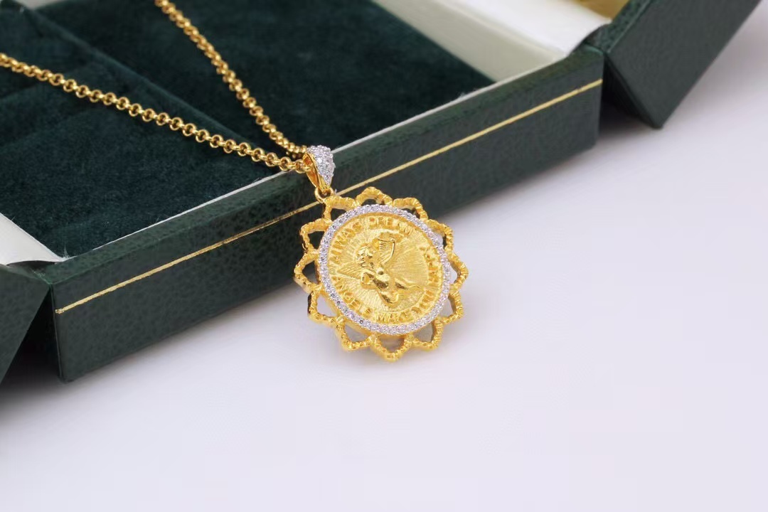 Women'S Fashion Victorian Era - ビクトリア朝時代 925 シルバー古代ローマコインチェーンネックレス女性のためのゴールドキューピッドエロス肖像ペンダントユニセックスヴィンテージ男性ジュエリー
