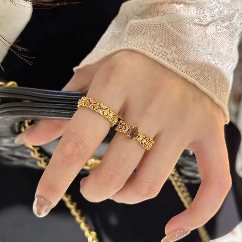 Women'S Fashion Victorian Era - ビクトリア朝時代の高級 14K ゴールドフィルド アメジスト レース フィンガー
