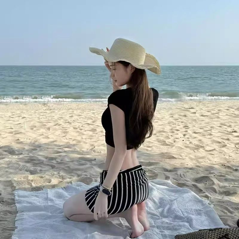 Women Fashion Style - ヨーロッパ系アメリカ人ファッション女性用ビキニ2026ハイエンドストライププリント水着セクシーなトライアングルビキニセット（スリム体型向け）