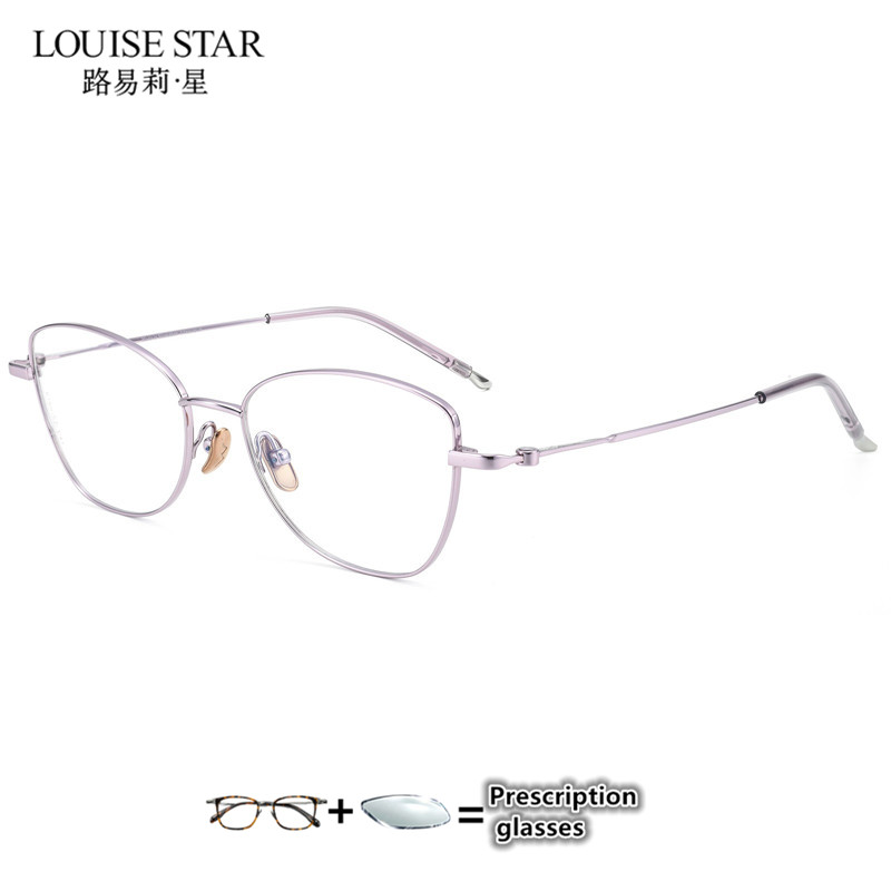 Women'S Fashion Glasses Non Prescription - 超軽量純チタン製キャットアイメガネ 度付き 非球面樹脂レンズ MR-8 近視メガネ おしゃれな人向け