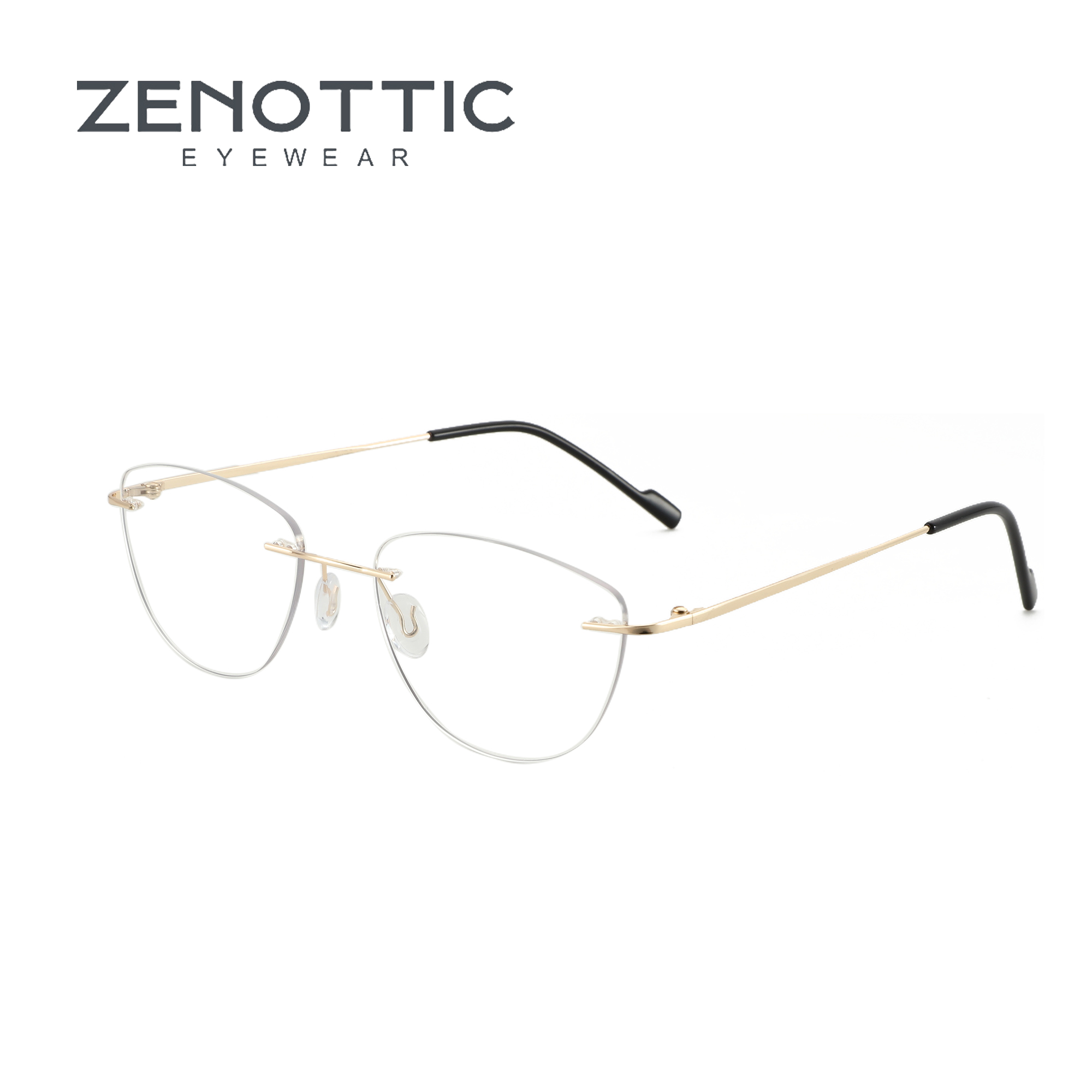 Women'S Fashion Glasses Non Prescription - Zenottic-女性用キャットアイリムレス光学メガネ、フレームレスアイウェア、非処方箋、高品質の金属眼鏡、r3001、ファッション