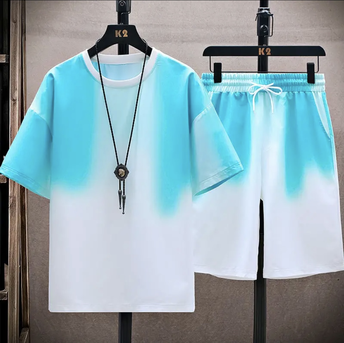 Women Fashion Style - 新作夏物カップル向けアイスシルクセット、ゆったりとした韓国風カジュアルユニセックススポーツTシャツとショートパンツ、おしゃれで速乾性のある服