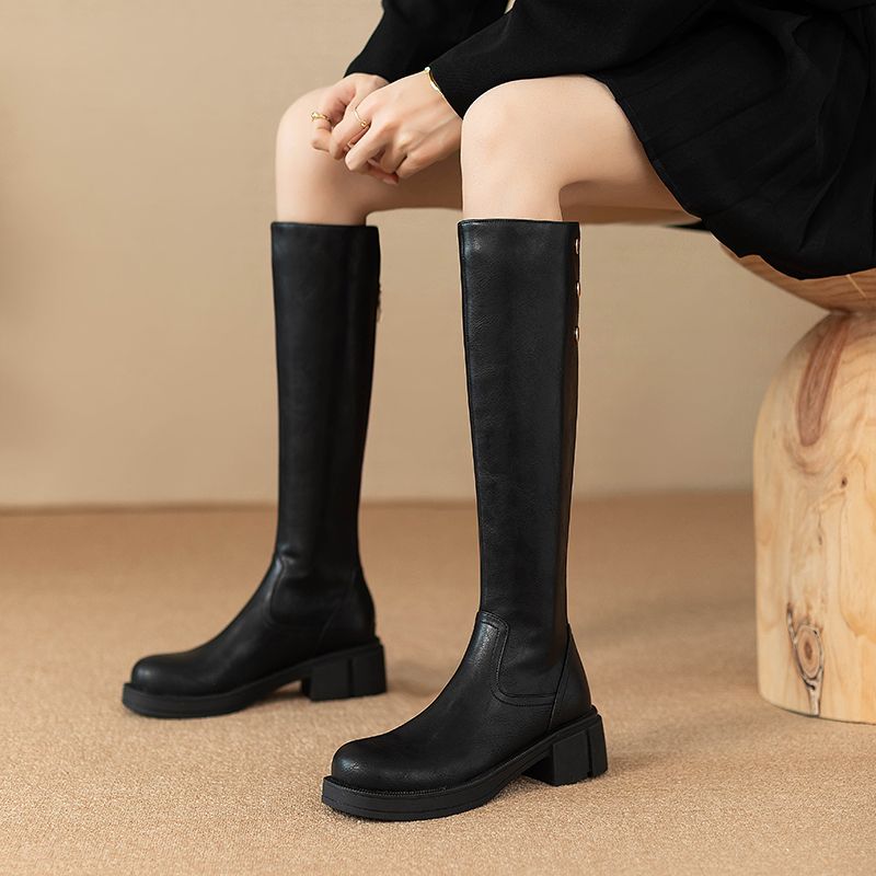 Women'S Fashion Boots 2025 - 秋冬ミドルヒールレディースニーハイ丈防水PUファッション2025ブーツデザイナー高級ワークレディースロングブーツ