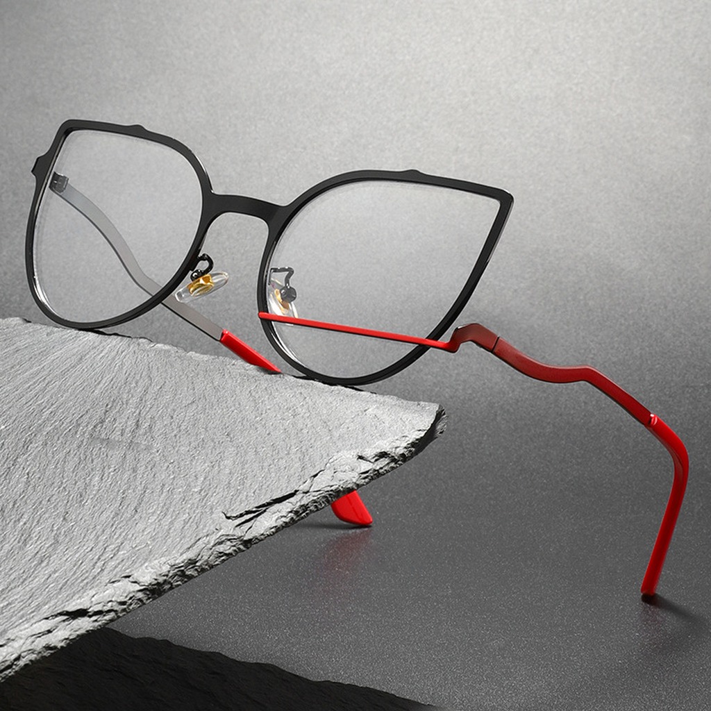 抗青色光メガネ金属大型フレーム眼鏡幾何学的な非処方光学女性男 - Women'S Fashion Glasses Non Prescription のレビューと価格