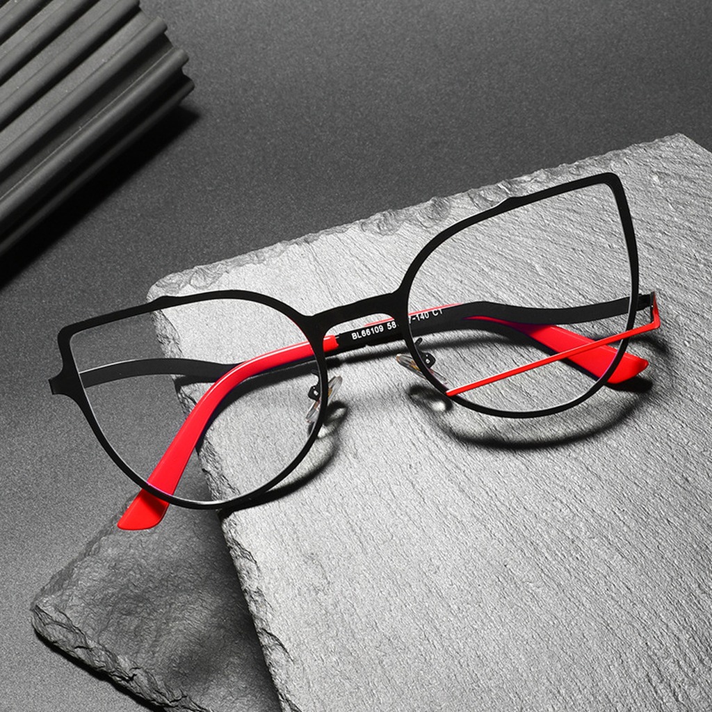 抗青色光メガネ金属大型フレーム眼鏡幾何学的な非処方光学女性男 - Women'S Fashion Glasses Non Prescription のレビューと価格