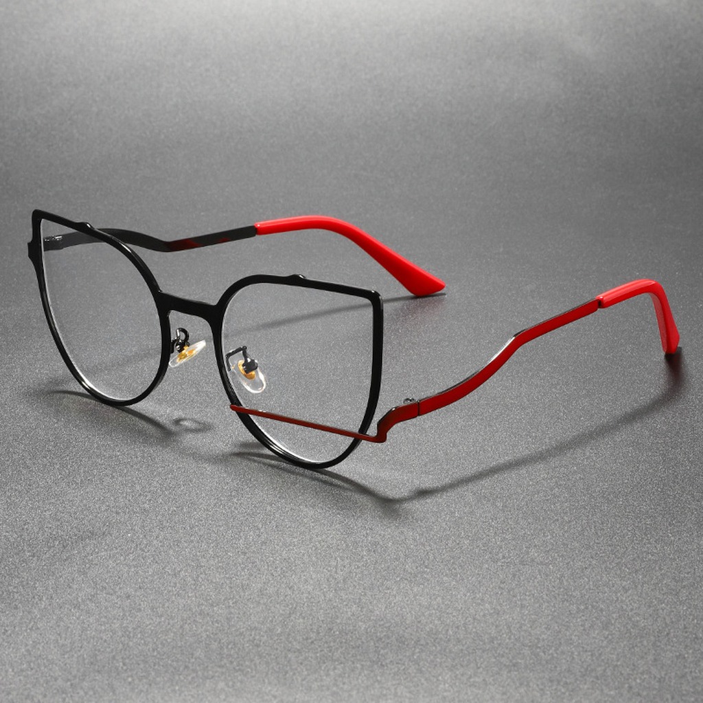 抗青色光メガネ金属大型フレーム眼鏡幾何学的な非処方光学女性男 - Women'S Fashion Glasses Non Prescription のレビューと価格