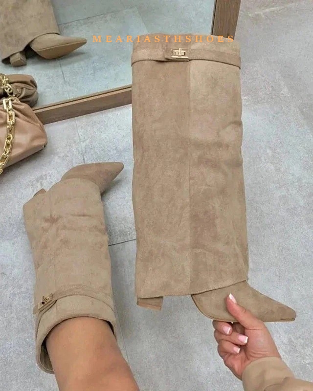 レディースチャンキーヒールニーハイブーツ、ポインテッドトゥ、 - Women'S Fashion Boots 2025 のレビューと価格