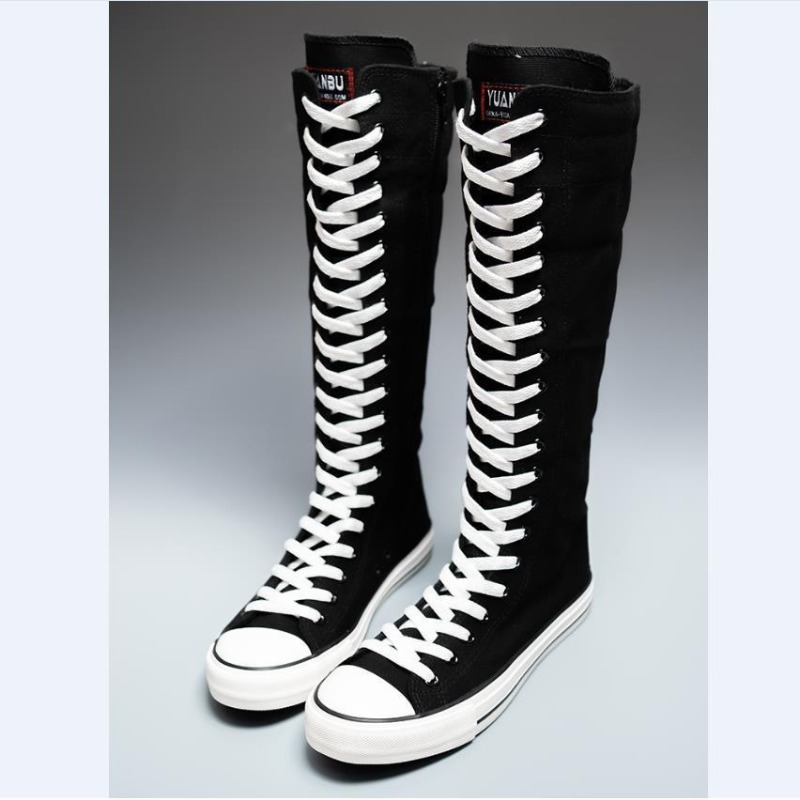 2025 新しいハイカットキャンバスシューズ女性用韓国版ロン - Women'S Fashion Boots 2025 のレビューと価格