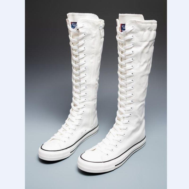 2025 新しいハイカットキャンバスシューズ女性用韓国版ロン - Women'S Fashion Boots 2025 のレビューと価格