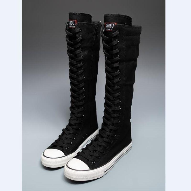 2025 新しいハイカットキャンバスシューズ女性用韓国版ロン - Women'S Fashion Boots 2025 のレビューと価格