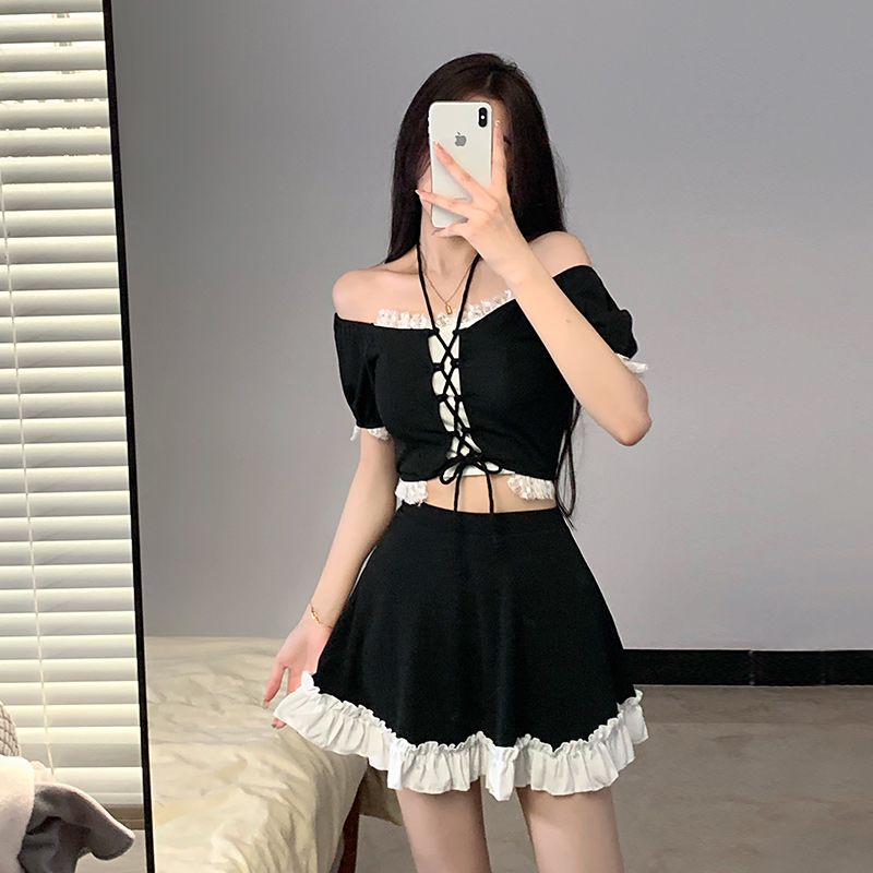 インスタ風レディースツーピーススカート付き水着 温泉用スリム - Women Fashion Style のレビューと価格
