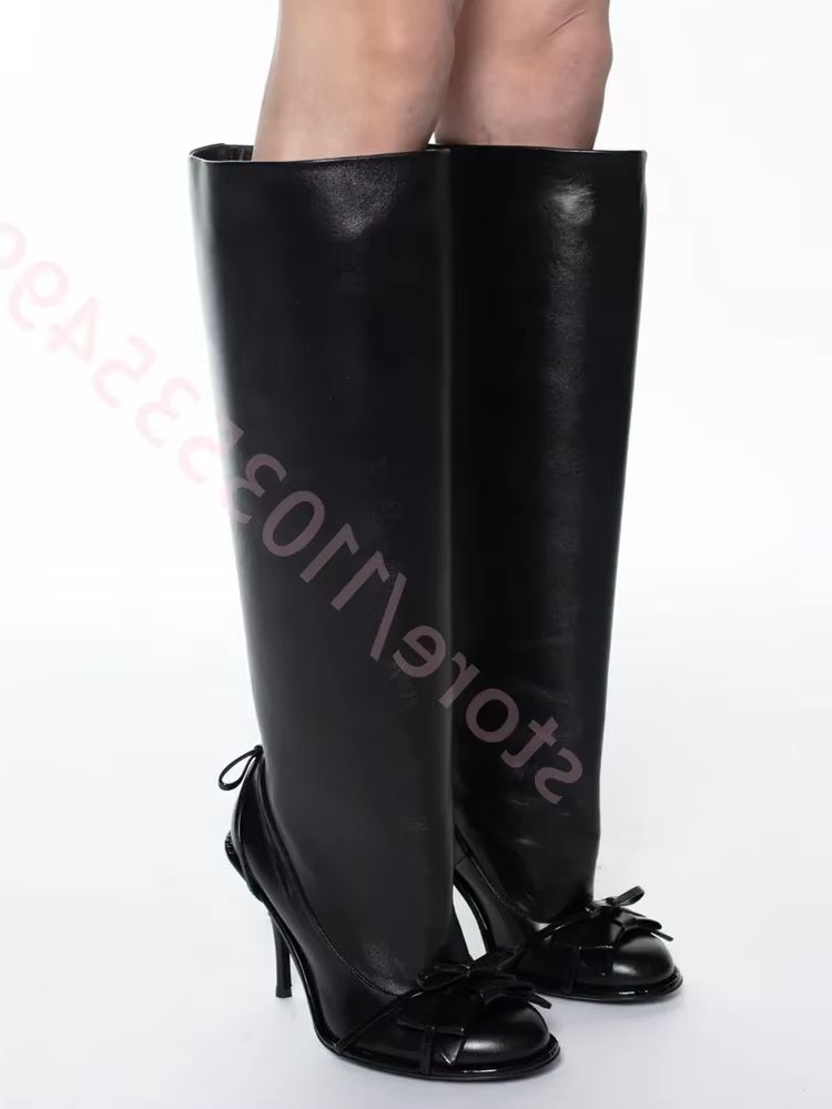 2026 秋グリーンラウンドボウニーハイブーツ新モデルキャッ - Women'S Fashion Boots 2025 のレビューと価格
