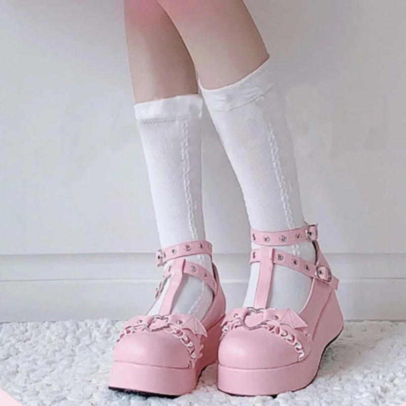 新しいスイートハートバックルウェッジメアリージェーンズ女性ピ - Women'S Fashion Walking Shoes のレビューと価格