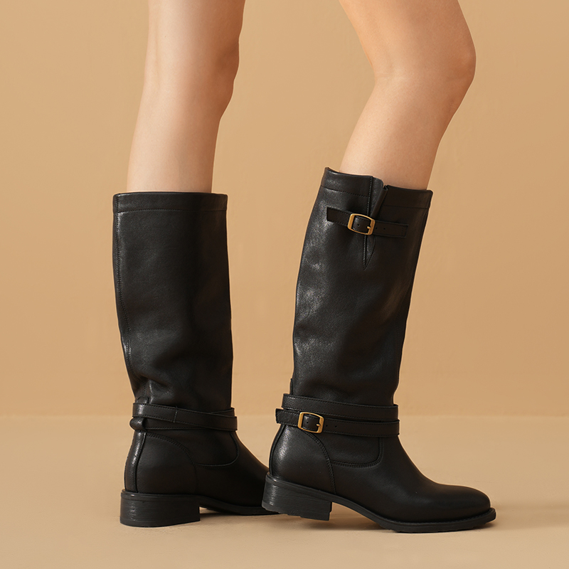 BEAUTODAY ロングブーツ女性シープスキンレザーラウン - Women'S Fashion Leather Boots のレビューと価格