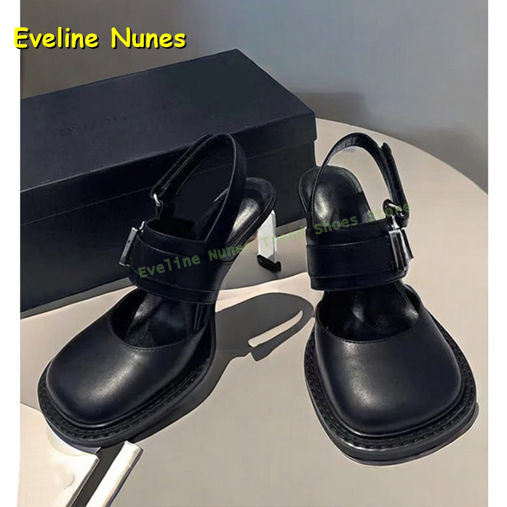 女性用 ブラック スクエアトゥ バックル スリングバック ミ - Women'S Fashion Sandals のレビューと価格