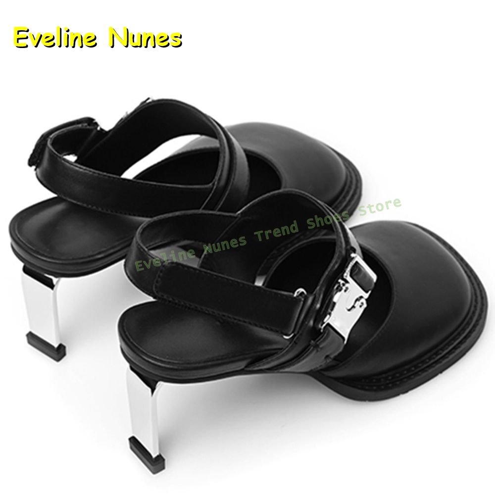 女性用 ブラック スクエアトゥ バックル スリングバック ミ - Women'S Fashion Sandals のレビューと価格