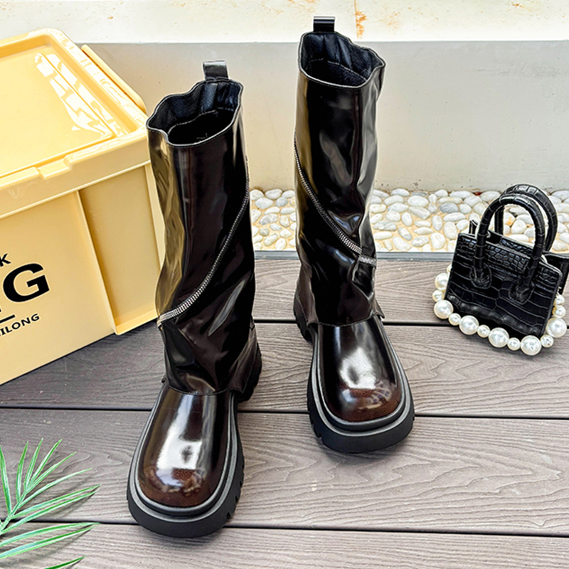 ファッションプラットフォーム革靴冬パンクハイチェルシーブーツ - Women'S Fashion Boots 2025 のレビューと価格