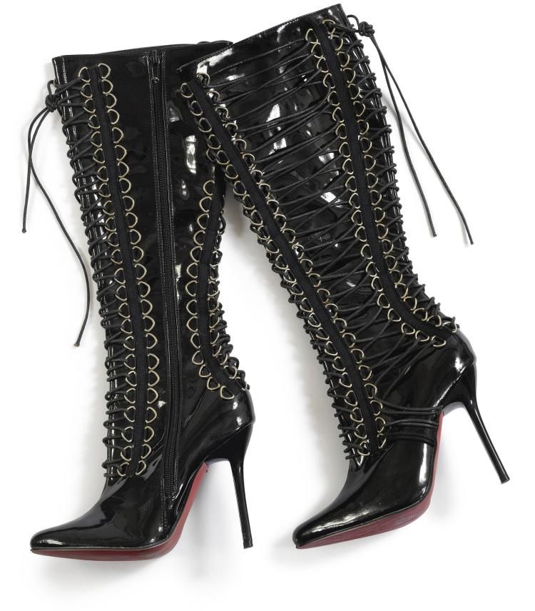 パテントレザークロスストラップポインテッドトゥニーハイ女性ブ - Women'S Fashion Leather Boots のレビューと価格