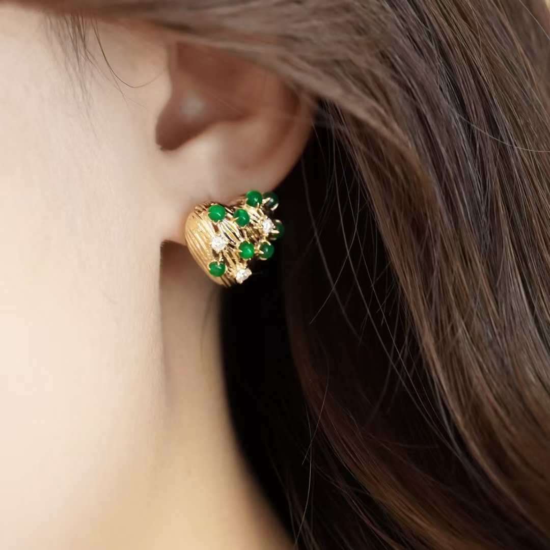 Retro14K ゴールド充填エメラルドドロップダングルイヤ - Women'S Fashion Victorian Era のレビューと価格