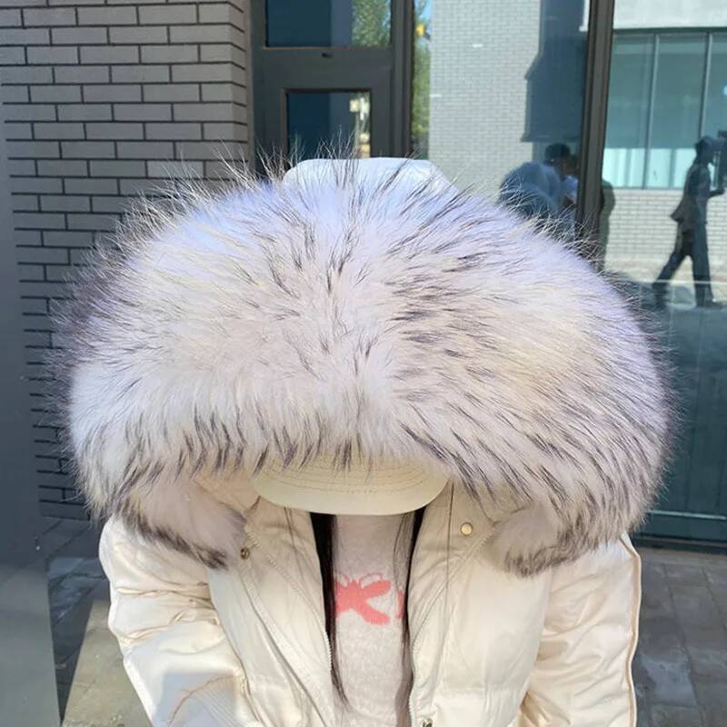 アライグマの毛皮の襟付きジャケット、女性用本物の毛皮の襟、暖 - Women'S Fashion Parka のレビューと価格