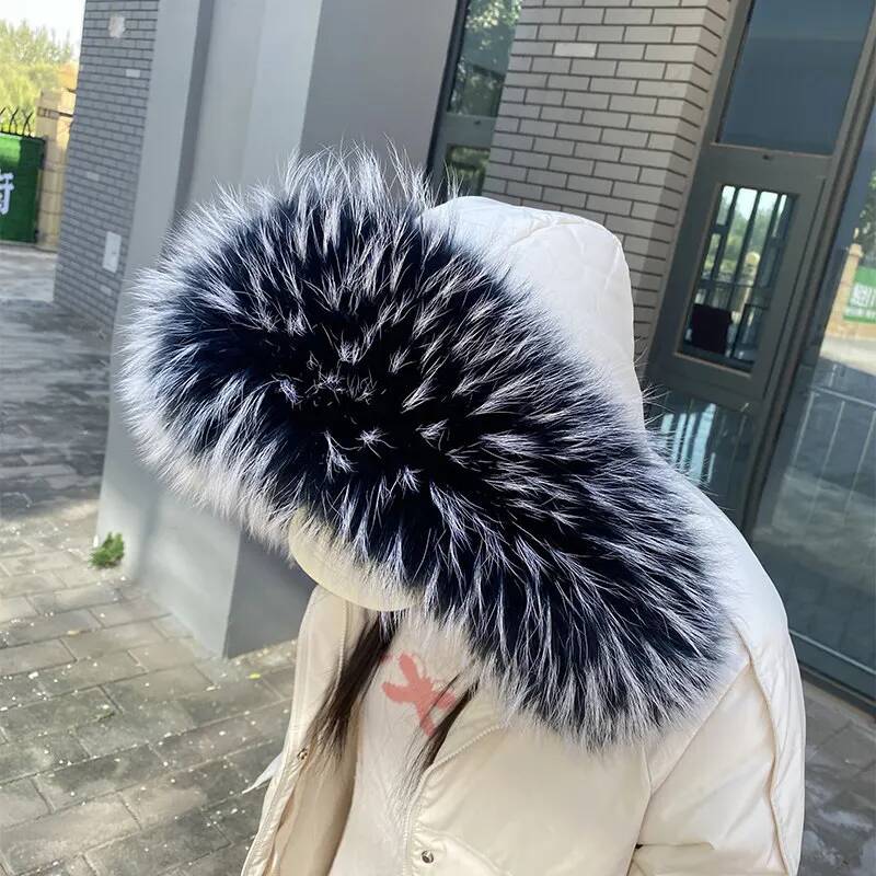 アライグマの毛皮の襟付きジャケット、女性用本物の毛皮の襟、暖 - Women'S Fashion Parka のレビューと価格