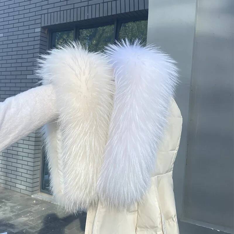 アライグマの毛皮の襟付きジャケット、女性用本物の毛皮の襟、暖 - Women'S Fashion Parka のレビューと価格