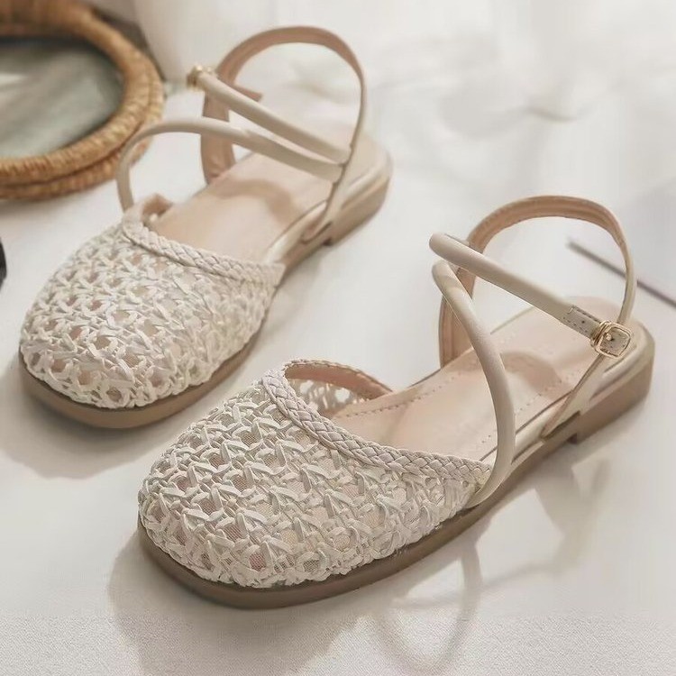 女性用フレンチスタイルクローズドトゥサンダル、夏用中空シング - Women'S Fashion Sandals のレビューと価格