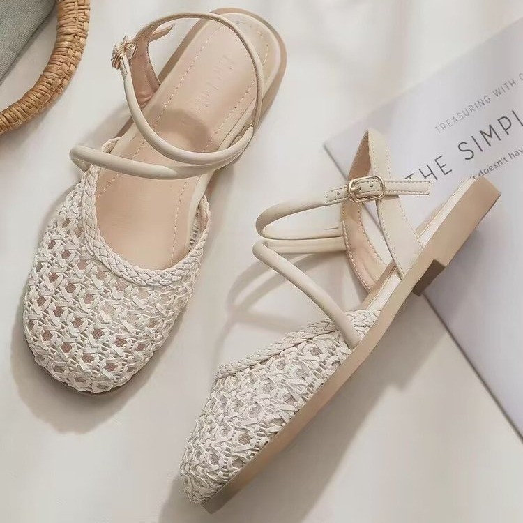 女性用フレンチスタイルクローズドトゥサンダル、夏用中空シング - Women'S Fashion Sandals のレビューと価格