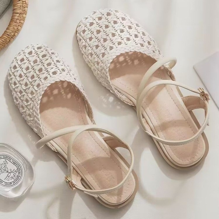 女性用フレンチスタイルクローズドトゥサンダル、夏用中空シング - Women'S Fashion Sandals のレビューと価格
