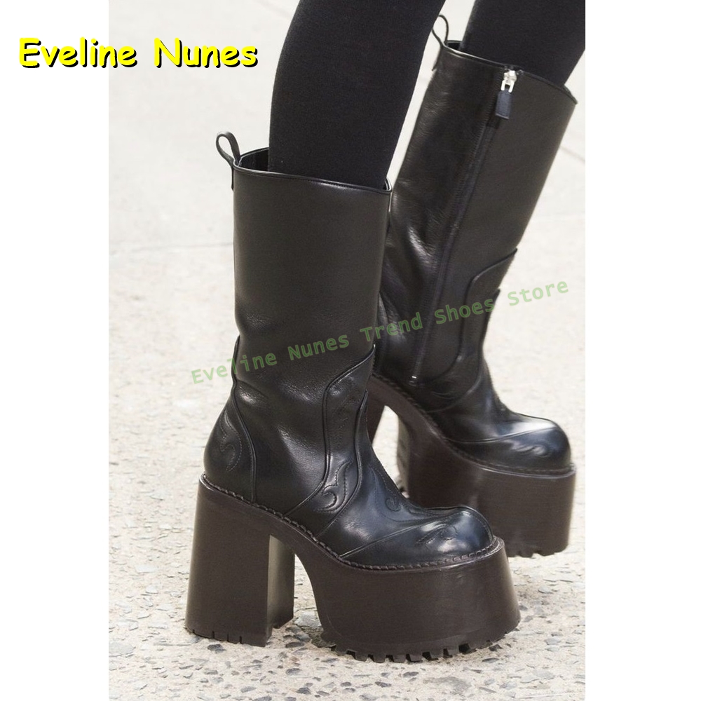 刺繍プラットフォームニーハイブーツラウンドトゥ身長増加ジッパ - Women'S Fashion Boots 2025 のレビューと価格