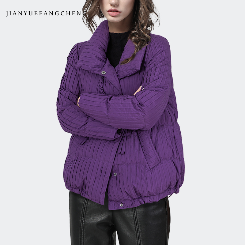 女性用パープルストライプダウンジャケット,ルーズフィット,暖 - Women'S Fashion Parka のレビューと価格