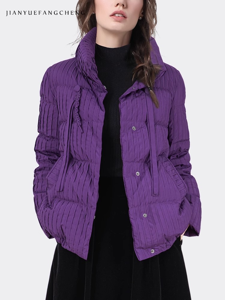 女性用パープルストライプダウンジャケット,ルーズフィット,暖 - Women'S Fashion Parka のレビューと価格