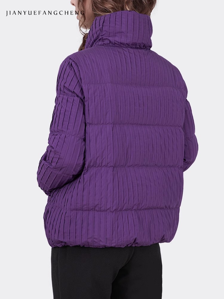 女性用パープルストライプダウンジャケット,ルーズフィット,暖 - Women'S Fashion Parka のレビューと価格