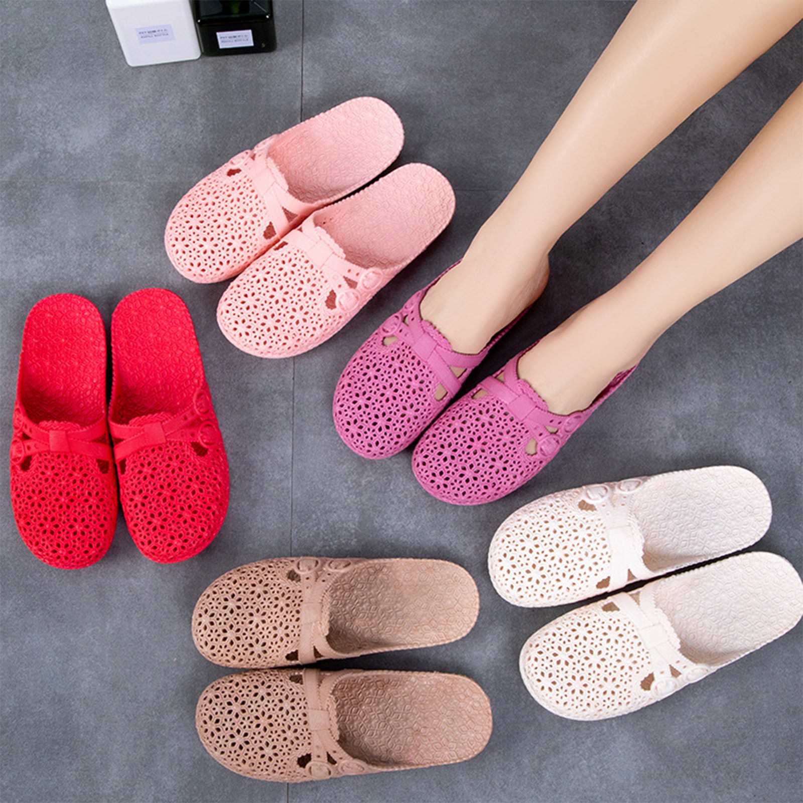 ラップトゥ通気性スリッパ夏の屋外穴あき靴ホームファッションカ - Women'S Fashion Walking Shoes のレビューと価格