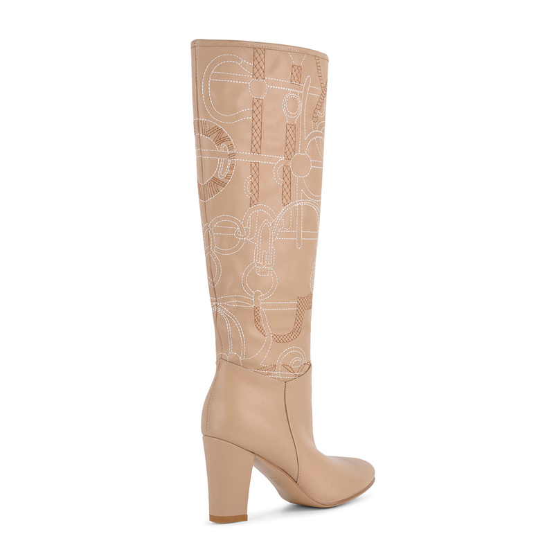 Onlymaker アプリコット刺繍入りニーハイブーツ ラウ - Women'S Fashion Leather Boots のレビューと価格